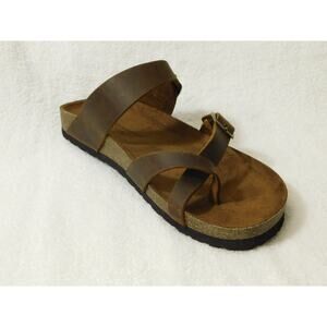 W624 White Mountain Brown Leather Gracie Footbed Sandals - Size 8.5 M